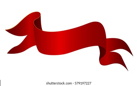 Horizontal red banner,vector ribbon illustration