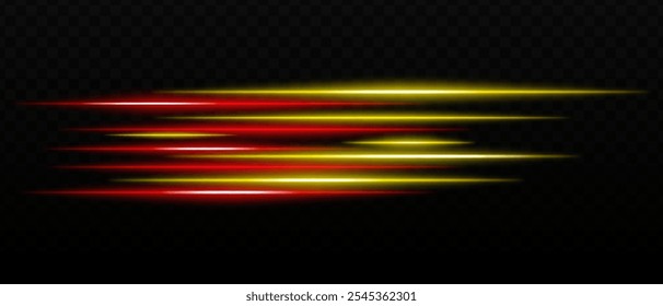 Horizontal red and blue light streaks with intense glare and futuristic reflections. Sci-fi designs, light transitions, and neon glow. Dynamic light effects on a dark background