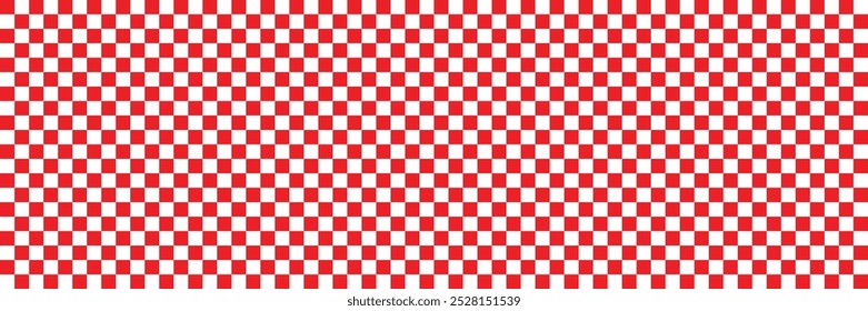 Horizontal red checkered pattern. Seamless chessboard pattern in red and white. Red racing flag geometric pattern for background.