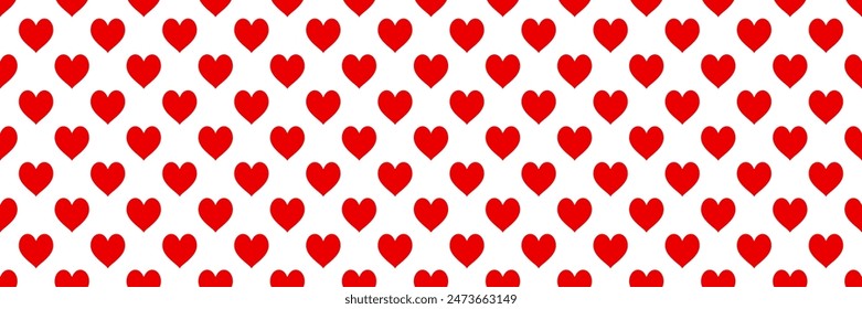horizontal red heart seamless design for pattern and background.