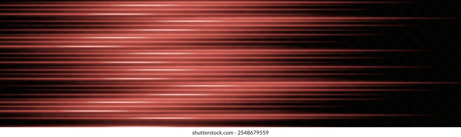 Horizontal red light streaks creating a dynamic linear pattern on a dark background, perfect for futuristic designs.