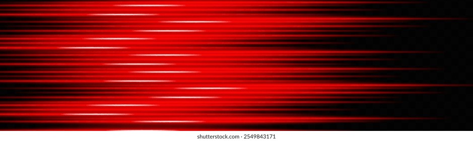 Listras horizontais de luz vermelha criando um padrão linear dinâmico em um plano de fundo escuro, perfeito para projetos futuristas.