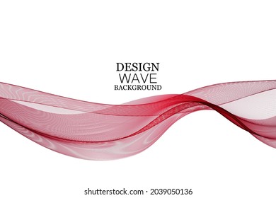 Horizontal red lines transparent wave design on white background
