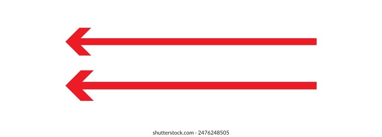 Horizontal red long straight arrow signs.. Double horizontal arrow icon. red Browse Horizontal Two Way Arrow Icons. Straight long dual arrow vector icon. 
