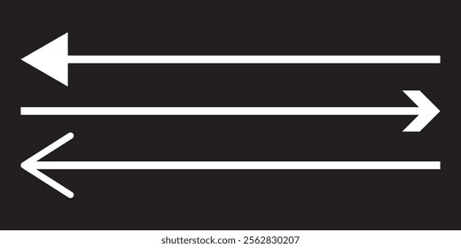 Horizontal red long straight arrow signs. Double horizontal arrow icon. red Browse Horizontal Two Way Arrow Icons. Straight long dual arrow vector icon.