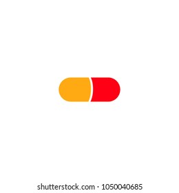 Horizontal red and orange pill on white background