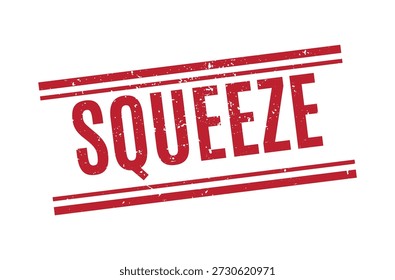 Horizontaler roter Quetschgummistempel mit doppelten parallelen Linien und klassisch gealtertem, verwittertem Tintenlook