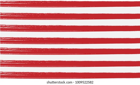 Horizontal red and white line brushes stripe background