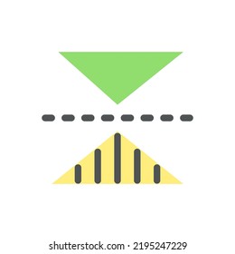 Horizontal reflection flat color ui icon. Flip image. Photo effect. Photography editor. Simple filled element for mobile app. Colorful solid pictogram. Vector isolated RGB illustration