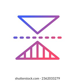 Horizontal reflection pixel perfect gradient linear ui icon. Photo effect. Photography editor. Line color user interface symbol. Modern style pictogram. Vector isolated outline illustration