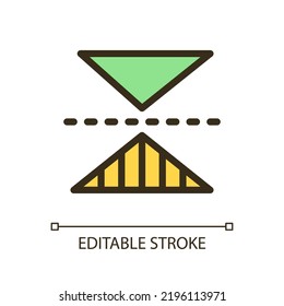 Horizontal reflection pixel perfect RGB color ui icon. Flip image. Photo effect. Simple filled line element. GUI, UX design for mobile app. Vector isolated pictogram. Editable stroke. Arial font used