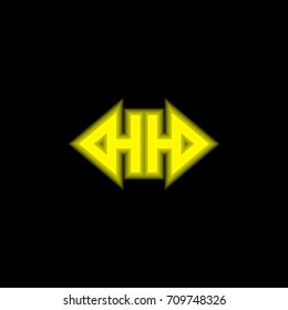 Horizontal Resize yellow glowing neon ui ux icon. Glowing sign logo vector