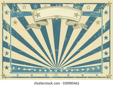 Afiche azul retro horizontal.
Un afiche retro para tu mensaje.