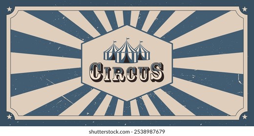 Fundo de circo retro horizontal com raios e uma tenda. Ilustração vetorial.