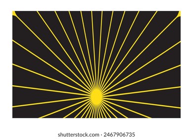 Horizontal retro groovy background with bright sunburst in style 60s, 70s. Trendy colorful graphic print. Vector illustration