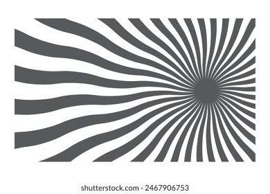 Horizontal retro groovy background with bright sunburst in style 60s, 70s. Trendy colorful graphic print. Vector illustration