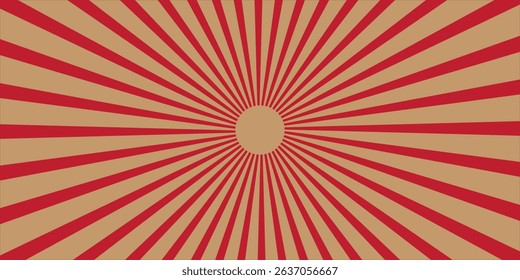 Horizontal retro groovy background with bright sunburst  in style 60s, 70s. Trendy colorful graphic print. Vector illustration