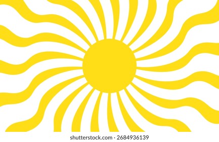 Horizontal retro groovy background with bright sunburst in style 60s, 70s. Trendy colorful graphic print.eps10