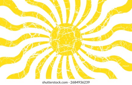 Horizontal fondo groovy retro con brillante explosión de sol en estilo 60s, 70s. Impresión gráfica colorida de moda.eps10