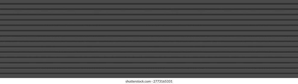 Horizontal ribbed metal panel pattern, industrial, dark gray.