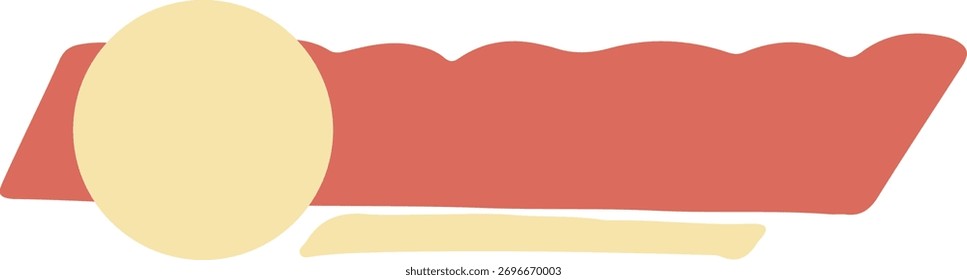 Horizontal ribbon banner with a dynamic diagonal cut and flowing red wave