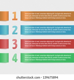 Horizontal ribbons with numbers. Modern design template for business infographic. Template for banners, cards, paper designs, website layouts, presentations etc. Vector eps10.