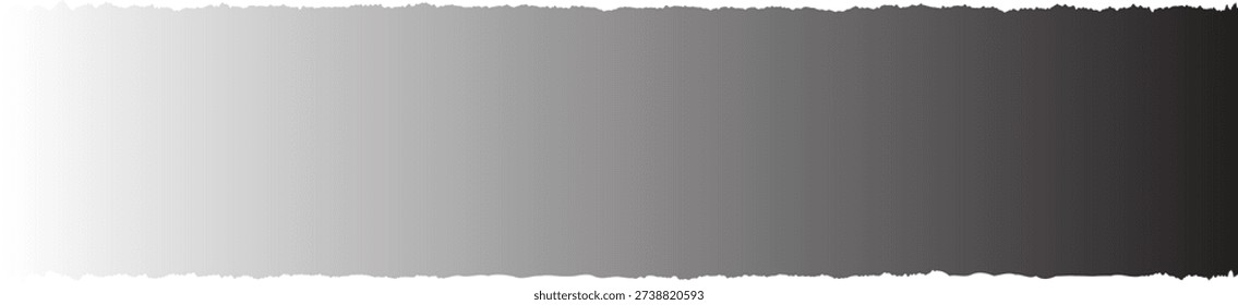 Horizontal ripped paper border with a black and white gradient on a transparent background for designs