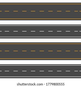 Horizontal roads. Street vector road flat. Asphalt road sign