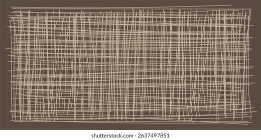 Horizontal rough burlap-style weave texture – abstract hand-drawn lines forming natural textile pattern with dark background