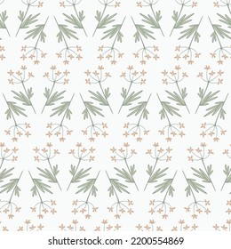 Horizontal rows of brown wild flowers. Regular repeating pattern. Vector background for fabric, wrapping or wallpaper.