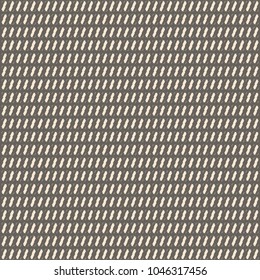 Horizontal rows with oblong skew shapes. Brown background with white spots or mesh pattern. Illustration.