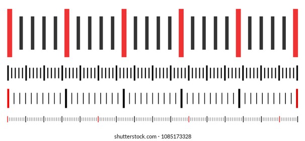 Horizontal rulers vector illustration on a white background. Designed for engineering applications.