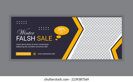 Horizontal Sale banner design template in yellow colour