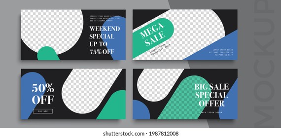 Horizontal sale banner layout design. Set of bright vibrant banners, posters, cover design templates, social media stories wallpapers