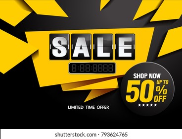 horizontal sale poster, End of Season, special offer, design template. font design vector illustration 3d. you can place relevant content on the area.