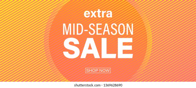 Horizontal Sale Vector Banner with Abstract Background.