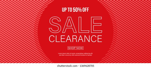Horizontal Sale Vector Banner with Abstract Background.