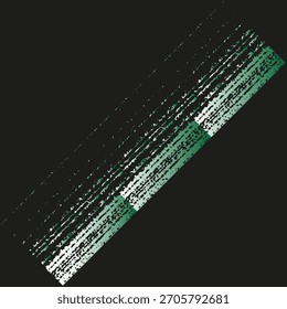 Horizontal scan lines. Digital glitch Vector. Dynamic green stripe. Black screen background.