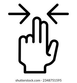 Icono de la línea horizontal. Dos dedos desplazan la ilustración vectorial aislada en blanco. Estilo de contorno de gesto diseñado para y aplicación. Eps 10.