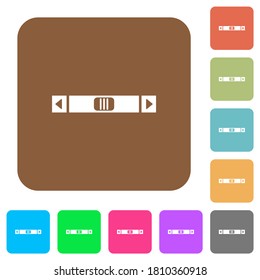 Horizontal scroll bar flat icons on rounded square vivid color backgrounds.