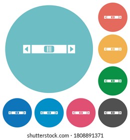 Horizontal scroll bar flat white icons on round color backgrounds