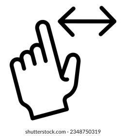 Horizontal scroll line icon. Resize by width vector illustration isolated on white. Scrolling gesture outline style designed for and app. Eps 10.