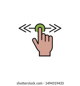 Horizontal Scroll touch screen gesture vector, Scroll touch screen gesture icon. hand swipe icon, horizontal scroll, color symbol set on white background - editable stroke vector illustration eps10