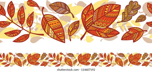 Horizontal seamless background with autumn leaves