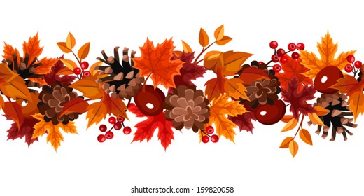 Horizontal seamless background with autumn leaves. Vector illustration. 