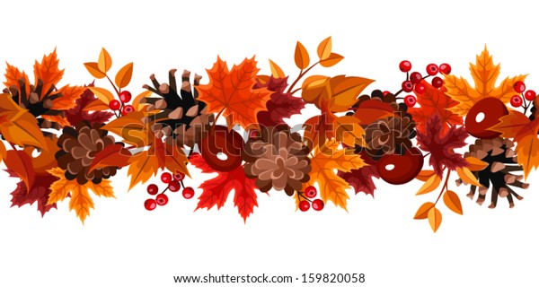 Horizontal Seamless Background Autumn Leaves Vector Stock Vector ...