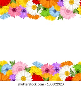 Fondo horizontal sin fisuras con flores gerbera. Ilustración vectorial.
