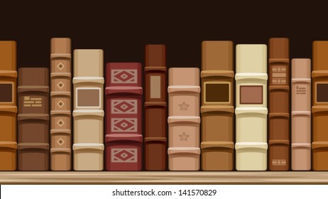 Horizontal seamless background with old books. Vector illustration.