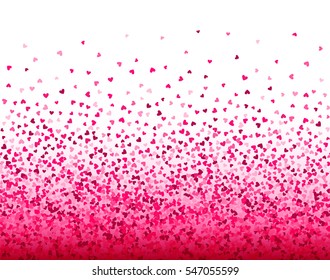 Horizontal seamless background with pink hearts. Design for Valentines Day for greeting card, banner, wrapping, etc. EPS10 vector illustration.