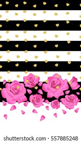 Horizontal seamless background with pink roses.
